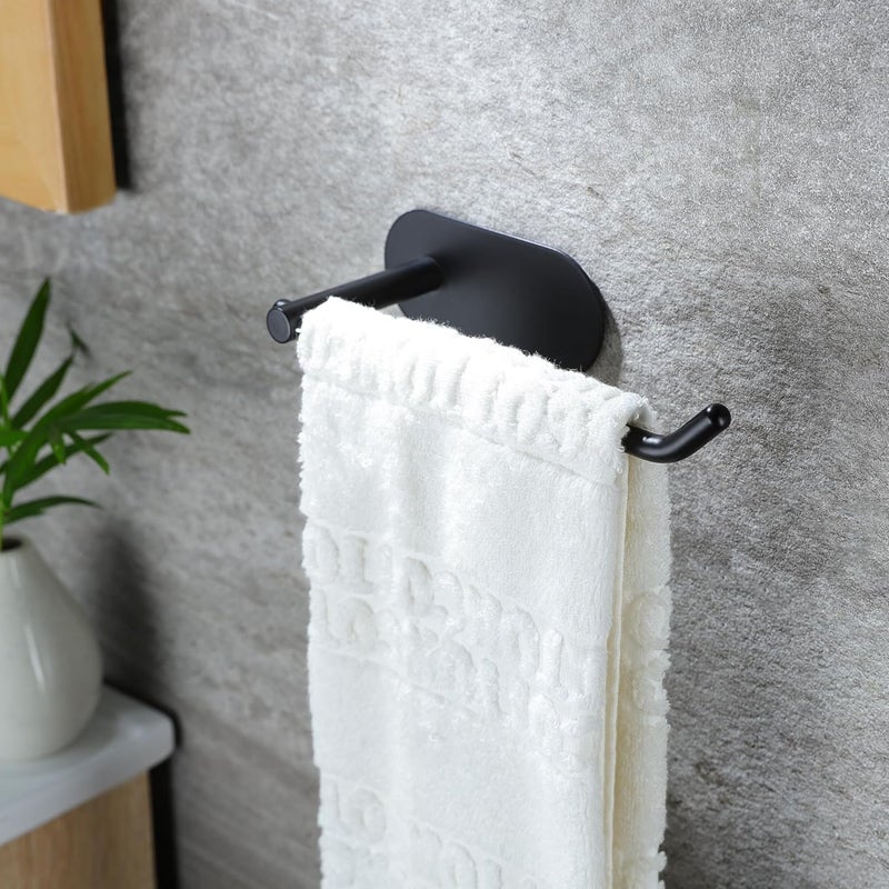 SUNTECH Hand Towel Holder - Black Towel Ring for Bathroom, Adhesive Towel Bar for Organizing Towels, 6 3/10 Inch Hand Towel Rack, Stainless Steel - Image 3