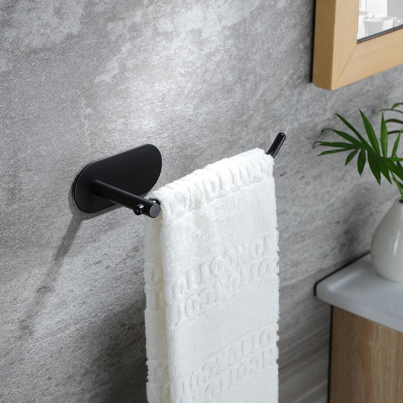SUNTECH Hand Towel Holder - Black Towel Ring for Bathroom, Adhesive Towel Bar for Organizing Towels, 6 3/10 Inch Hand Towel Rack, Stainless Steel - Image 2