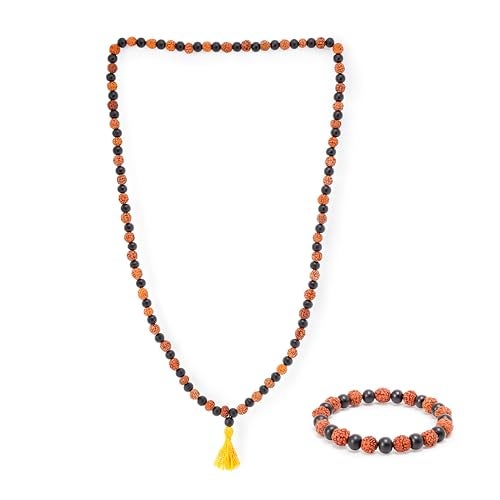Divine Hindu Karungali & Rudraksha Set of Mala & Bracelet | Natural Ebony Wood & Sacred Rudraksha Beads, Handcrafted Spiritual Jewelry | Meditation, Pooja, Protection | For Men & Women - Image 1