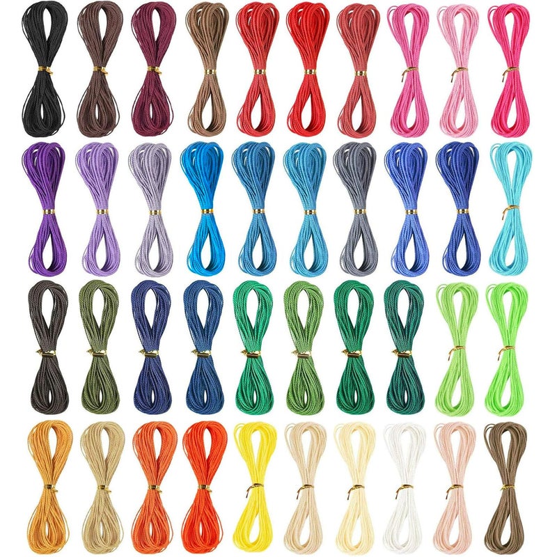 Phinicco 400m 40 Colors 1mm Waxed Polyester Cord Bracelet Cord Wax Coated String for Bracelets Waxed Thread for Jewelry Making Waxed String for Bracelet Making 10m for Each Color - Image 1