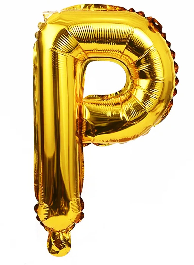 PARTY FUN 32 Inch Foil Letter Balloon Letter P Golden Colour Perfect for Party and Birthdays  - Image 1