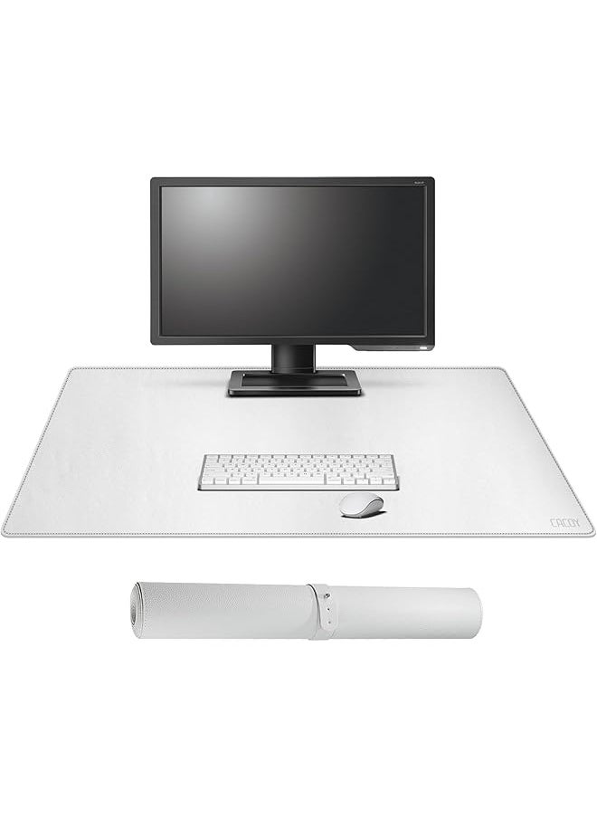 AMGREEN - Cacoy Leather Desk Pad, Large Gaming Mouse Pad, 90x50cm Computer Desk Mat, Waterproof Desk Mats on Top of Desks, Dual-Side Desk Blotter (White) - Image 1