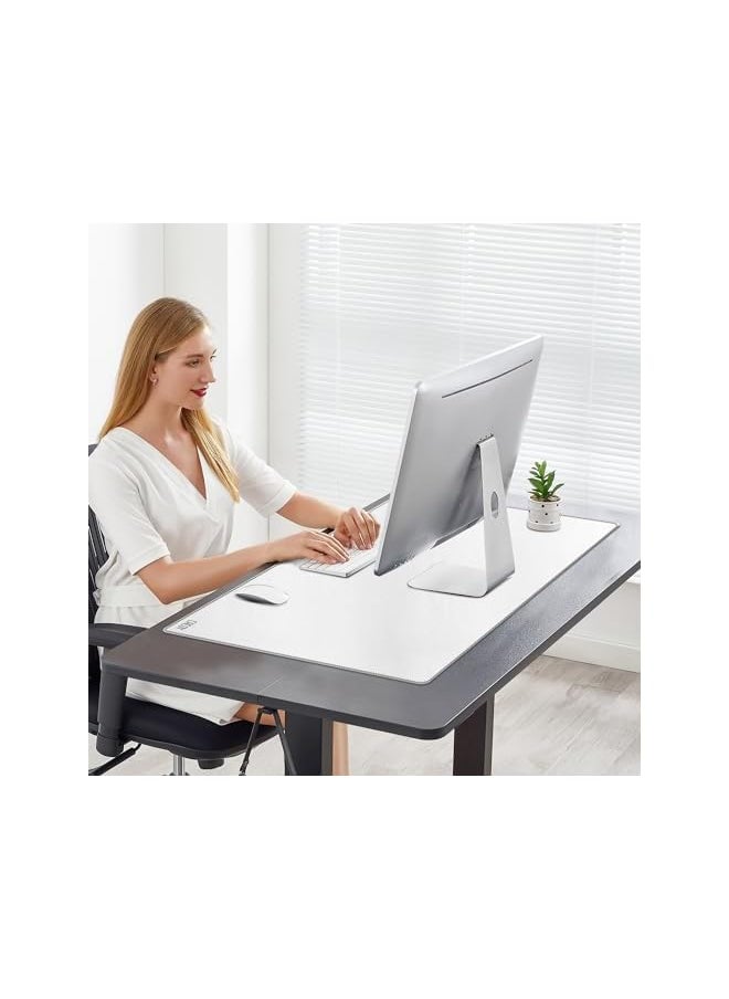 AMGREEN - Cacoy Leather Desk Pad, Large Gaming Mouse Pad, 90x50cm Computer Desk Mat, Waterproof Desk Mats on Top of Desks, Dual-Side Desk Blotter (White) - Image 1