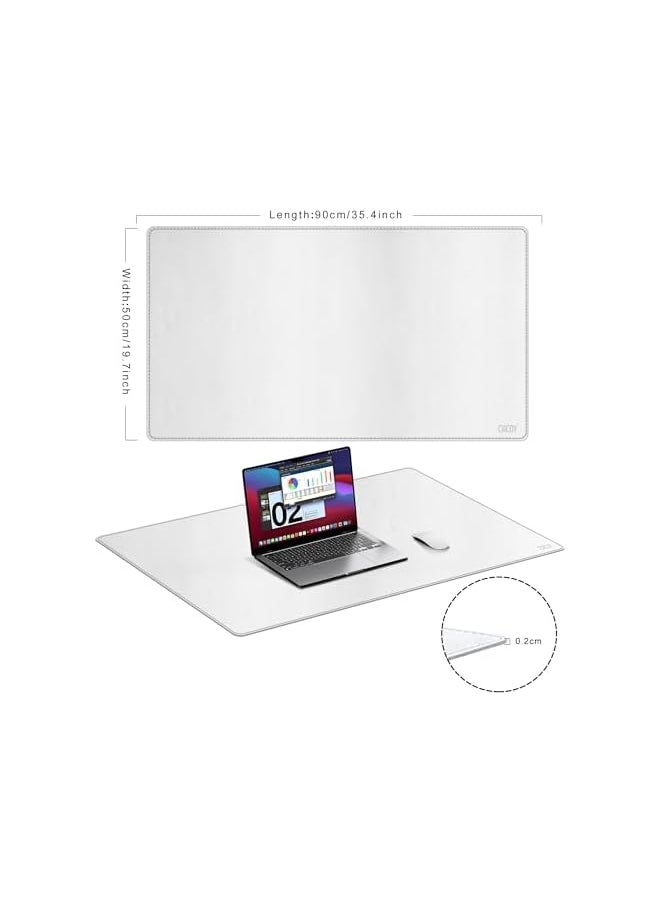AMGREEN - Cacoy Leather Desk Pad, Large Gaming Mouse Pad, 90x50cm Computer Desk Mat, Waterproof Desk Mats on Top of Desks, Dual-Side Desk Blotter (White) - Image 1