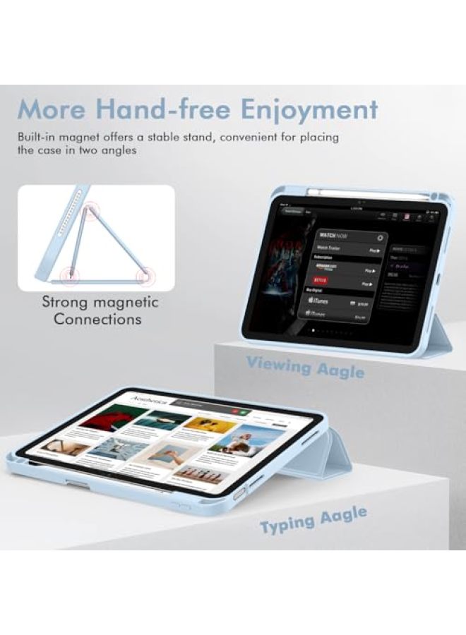 iMieet حافظة iMieet لجهاز iPad (A16)/الجيل العاشر من iPad [11 بوصة 2025/10.9 بوصة 2022]، حافظة ذكية قابلة للطي ثلاثية مع حامل وحامل قلم وظهر TPU ناعم، تدعم Touch ID (أسود) - Image 3