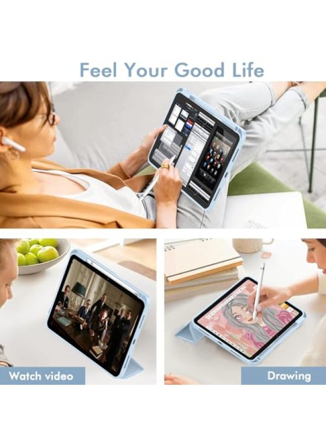 iMieet حافظة iMieet لجهاز iPad (A16)/الجيل العاشر من iPad [11 بوصة 2025/10.9 بوصة 2022]، حافظة ذكية قابلة للطي ثلاثية مع حامل وحامل قلم وظهر TPU ناعم، تدعم Touch ID (أسود) - Image 5