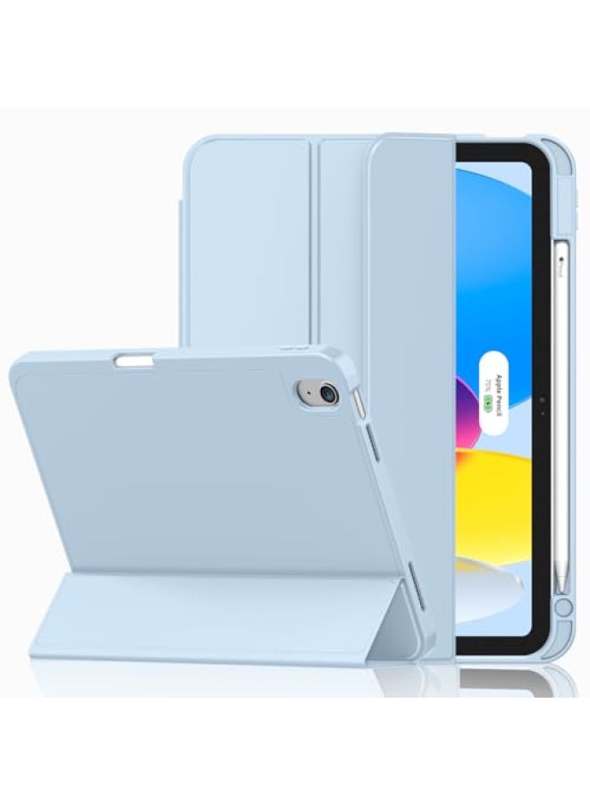 iMieet حافظة iMieet لجهاز iPad (A16)/الجيل العاشر من iPad [11 بوصة 2025/10.9 بوصة 2022]، حافظة ذكية قابلة للطي ثلاثية مع حامل وحامل قلم وظهر TPU ناعم، تدعم Touch ID (أسود) - Image 1