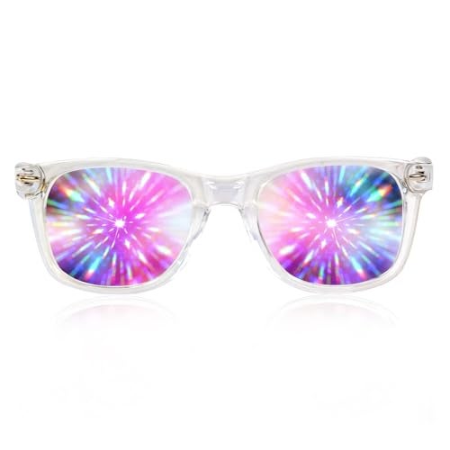 GloFX Clear Frame Extreme Line Diffraction Glasses Laser Etched for Brilliant Rainbow Light Effects Durable Flexible Ideal for Raves Festivals - Image 1