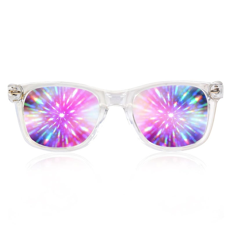 GloFX Clear Frame Extreme Line Diffraction Glasses Laser Etched for Brilliant Rainbow Light Effects Durable Flexible Ideal for Raves Festivals - Image 2