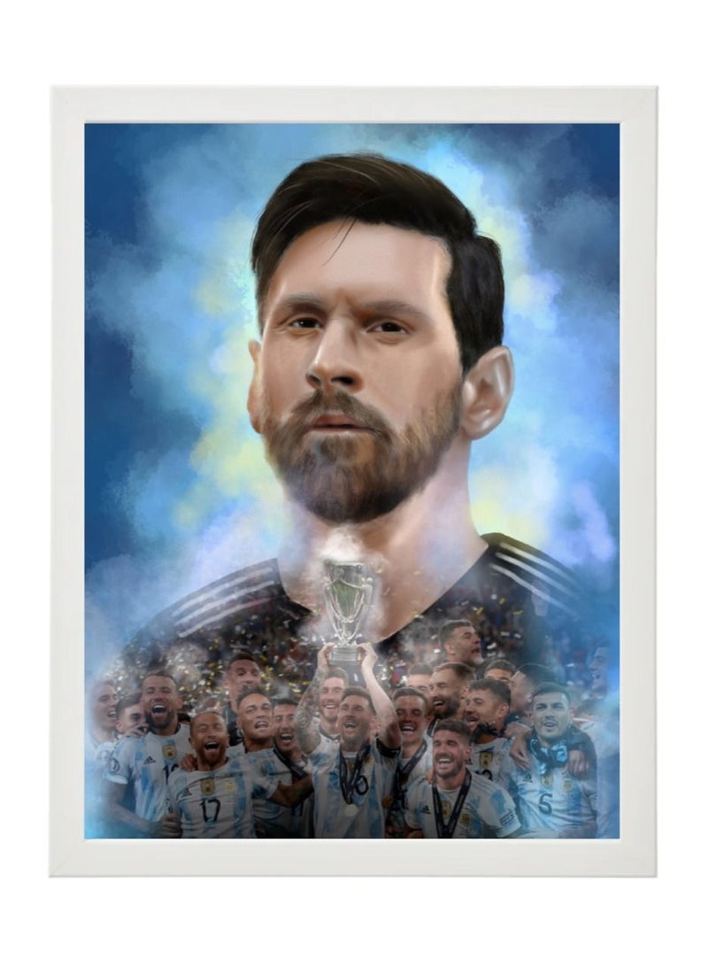 Lionel Messi Argentina Champion FIFA World Cup Poster with Frame 30x40cm