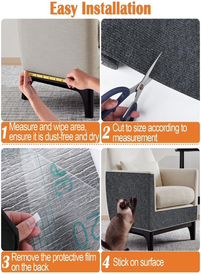 Inchoco Couch Protector from Cat Claws - 78.7" x 15.8" Trimmable Self-Adhesive Cats Claws Scratch Pads, Cat DIY Climbing Cats Scratch Mat Tree Replacement Indoor (Dark Gray) - Image 5