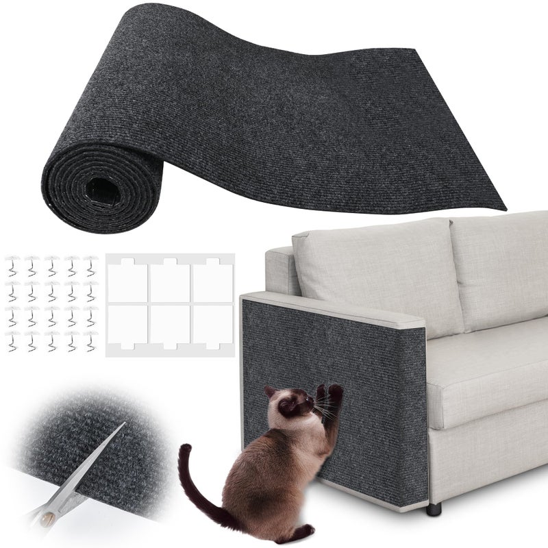 Inchoco Couch Protector from Cat Claws - 78.7" x 15.8" Trimmable Self-Adhesive Cats Claws Scratch Pads, Cat DIY Climbing Cats Scratch Mat Tree Replacement Indoor (Dark Gray) - Image 1