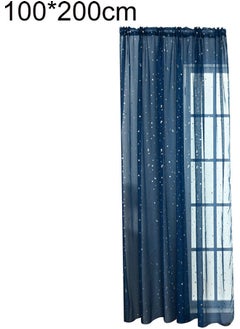 Shiny Star Transparent Tulle Voile Window Curtain Dark Blue