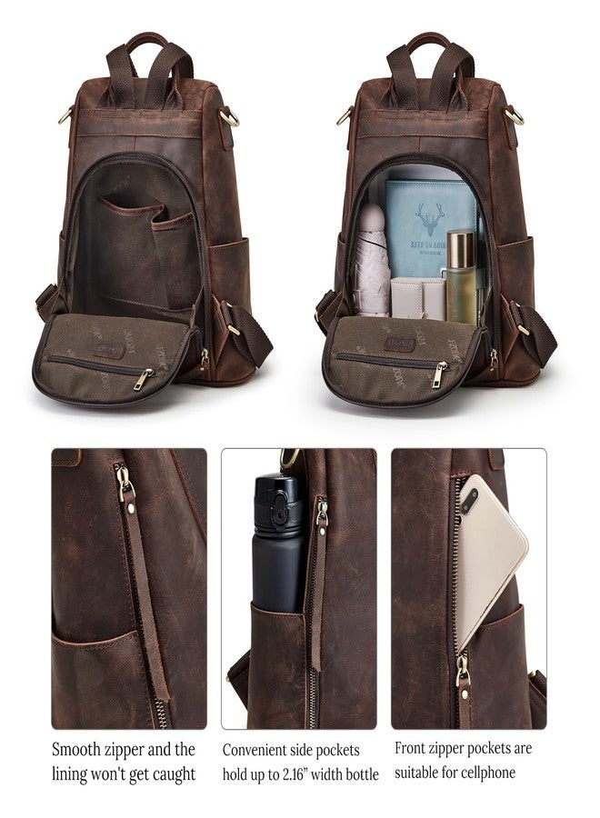 S-ZONE Leather Backpack Purses for Women Antitheft Soft Rucksack Ladies Shoulder Bag Medium - Image 4