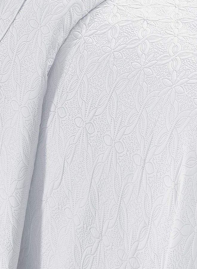 Fancy Linen 3pc Embossed Coverlet Bedspread Set Oversized Bed Cover Solid Floral Daisy Pattern New # Allis (King/California King, White) - Image 2