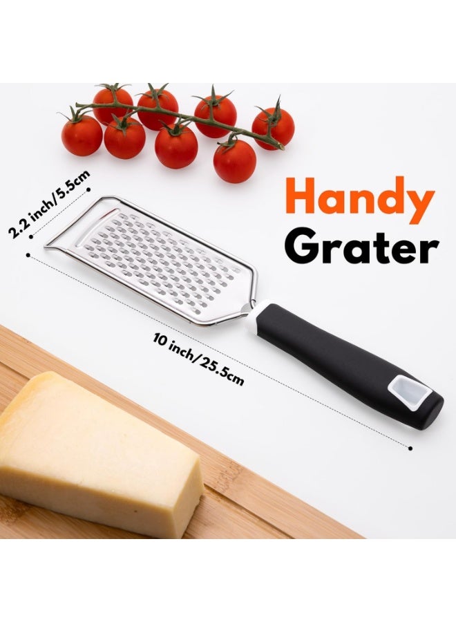 Professional Cheese Graters for Kitchen Stainless Steel Handheld, Metal Lemon Zester Grater With Handle For Cheese, Chocolate, Spices, Kitchen Gadgets And Tools, Soft Grip Handle, Black - Image 3