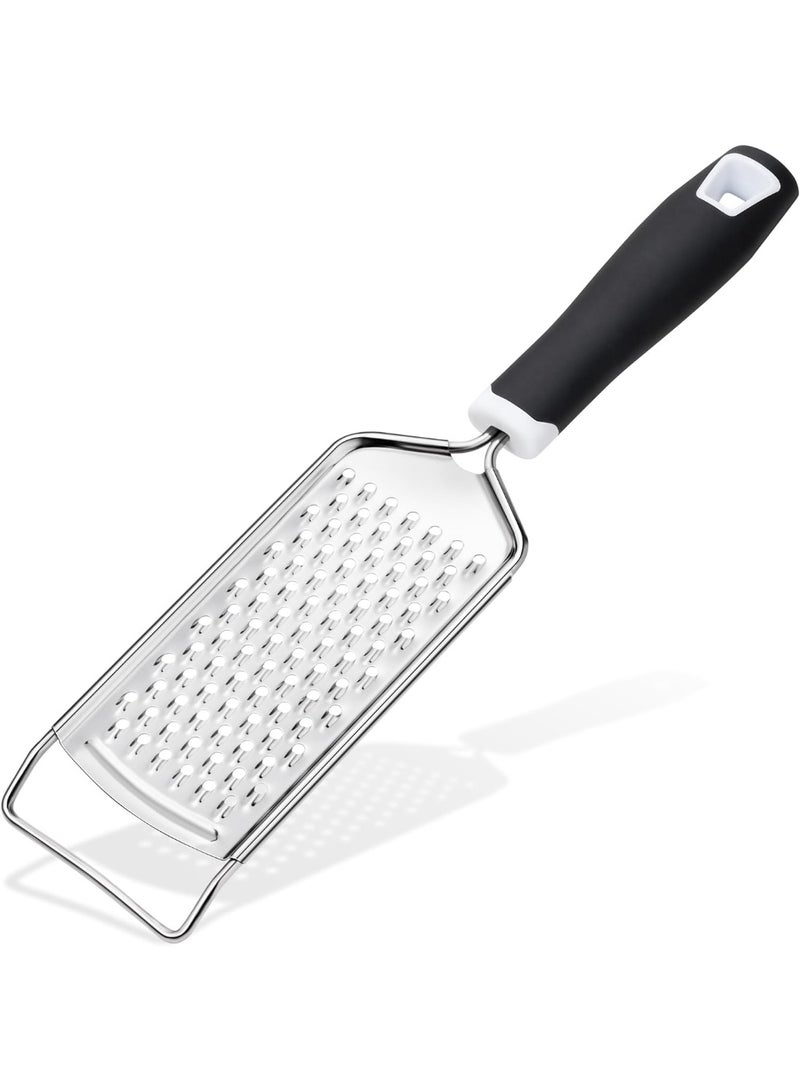 Professional Cheese Graters for Kitchen Stainless Steel Handheld, Metal Lemon Zester Grater With Handle For Cheese, Chocolate, Spices, Kitchen Gadgets And Tools, Soft Grip Handle, Black - Image 1