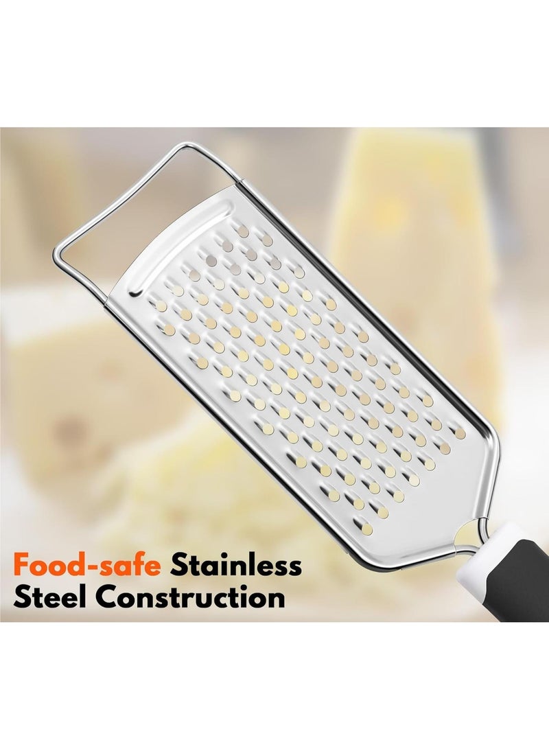 Professional Cheese Graters for Kitchen Stainless Steel Handheld, Metal Lemon Zester Grater With Handle For Cheese, Chocolate, Spices, Kitchen Gadgets And Tools, Soft Grip Handle, Black - Image 4