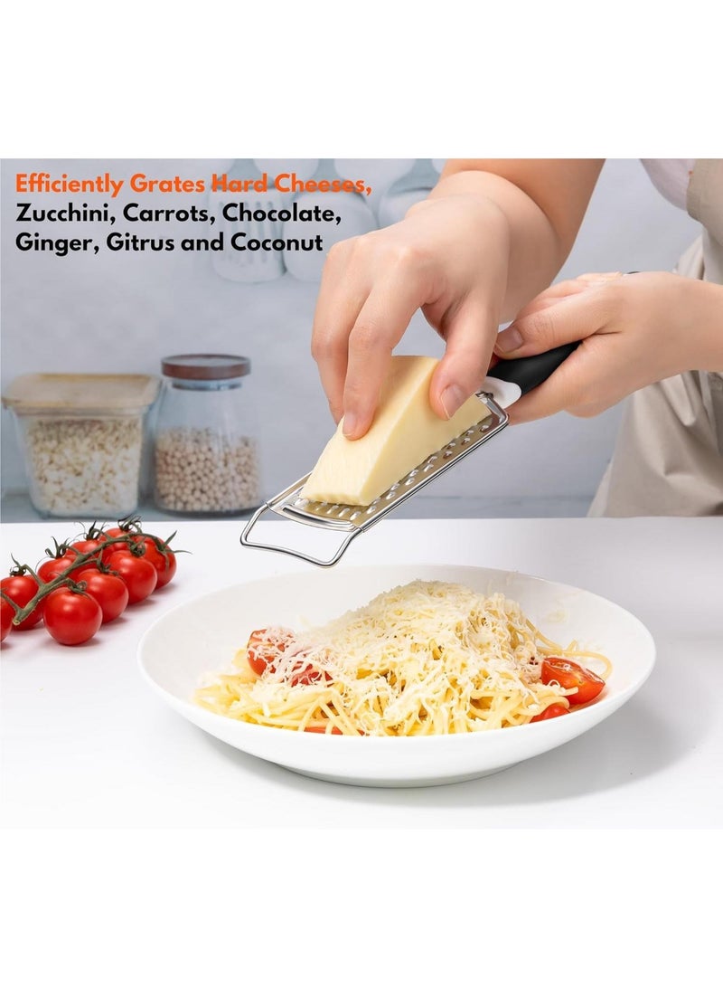 Professional Cheese Graters for Kitchen Stainless Steel Handheld, Metal Lemon Zester Grater With Handle For Cheese, Chocolate, Spices, Kitchen Gadgets And Tools, Soft Grip Handle, Black - Image 5