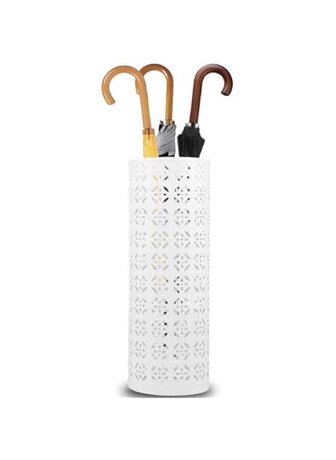Generic - Umbrella Stand for Entryway, Metal Umbrella Holder, Freestanding Umbrella Stand Round Umbrella Holder Bin Waterproof Umbrella Storage Rack Indoor Walking Stick Holder for Home Entryway(15*42cm,White - Image 1