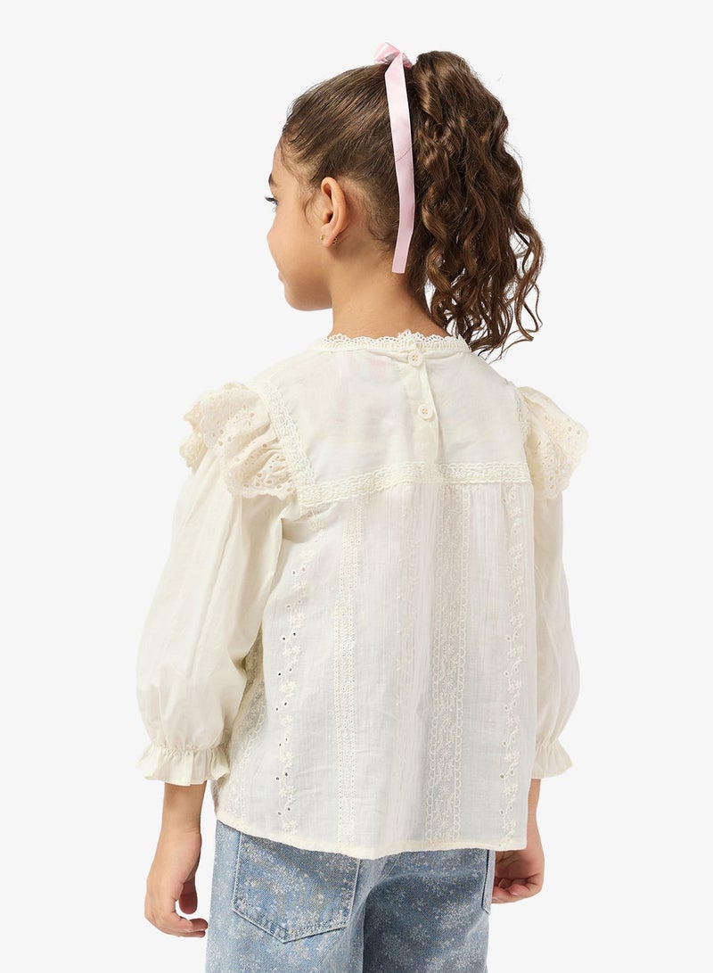 Pinata Lace Frill Shoulder Blouse - Image 2