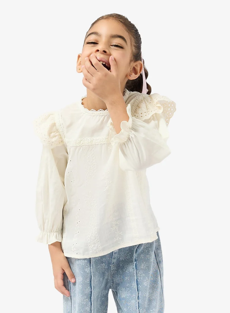 Pinata Lace Frill Shoulder Blouse