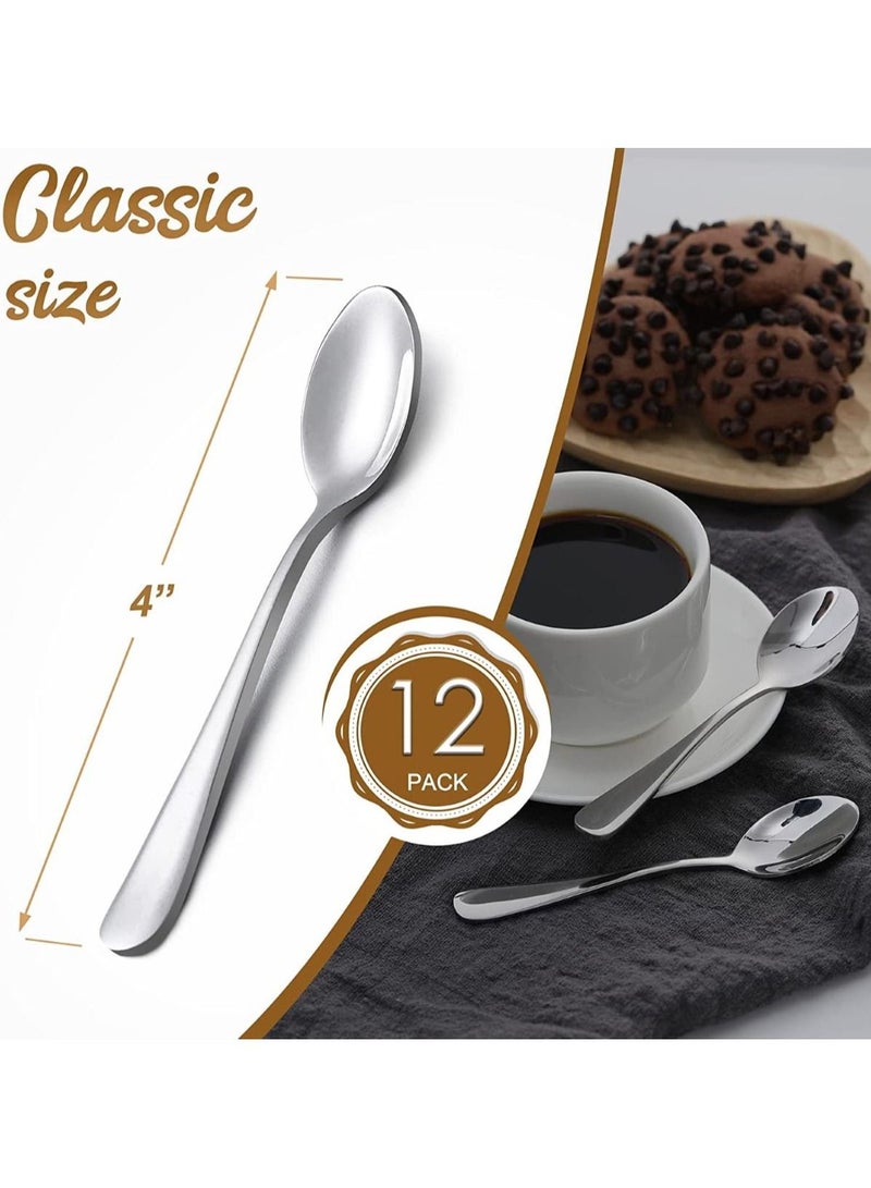 Espresso Spoons 4 Inches Stainless Steel Mini Coffee Spoons Set of 12