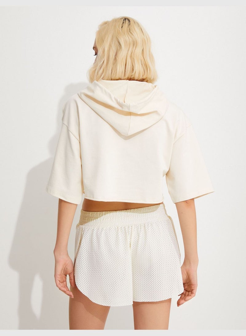 KOTON Short Sleeve Crop Hoodie - Image 4