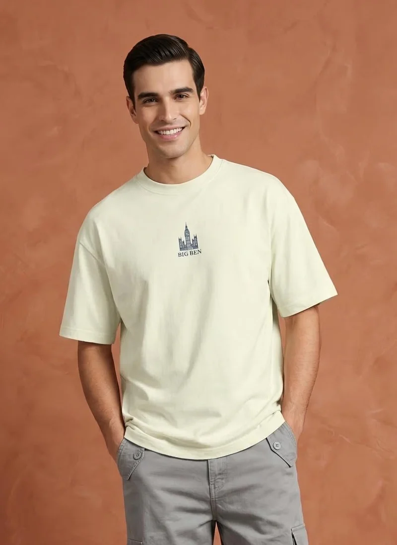 نوبيرو Men Oversized Graphic Printed T-shirt