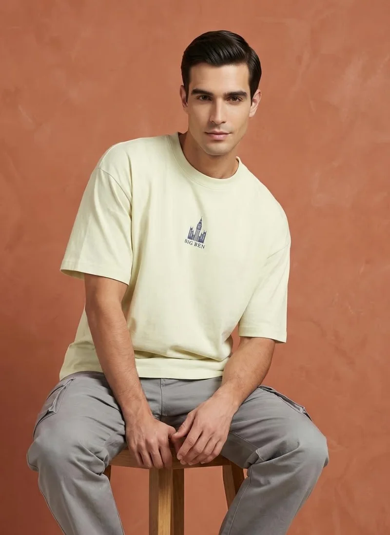 نوبيرو Men Oversized Graphic Printed T-shirt