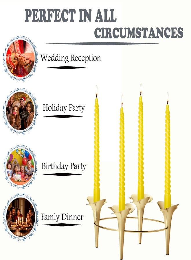 LUCES Paraffin Wax Yellow Spiral Candles Stick Taper Smokeless Dripless Scented Twisted for Party Home Dinner Table Decor Set of 4 Burn Time 8 Hour - Image 5
