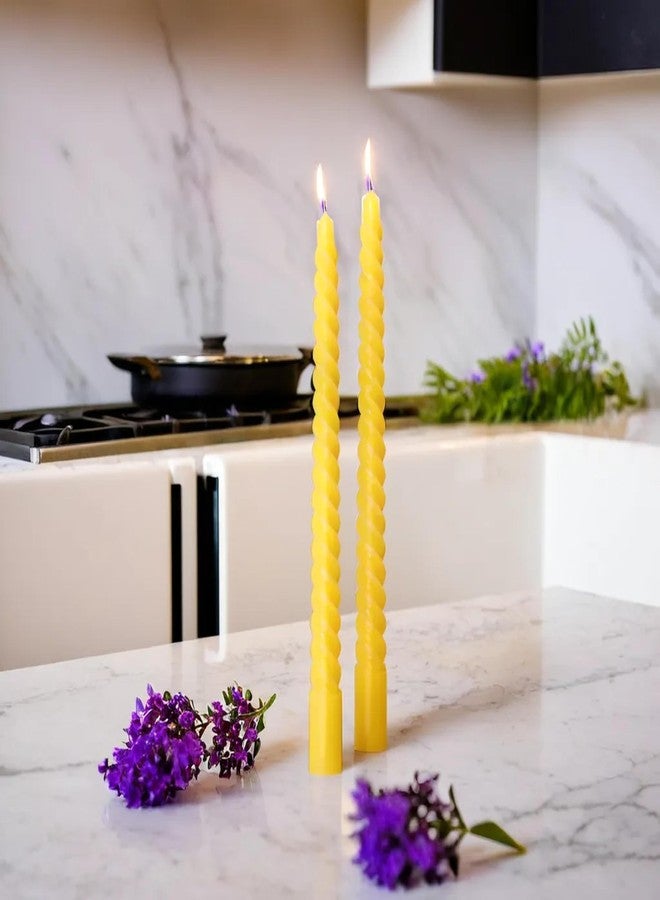 LUCES Paraffin Wax Yellow Spiral Candles Stick Taper Smokeless Dripless Scented Twisted for Party Home Dinner Table Decor Set of 4 Burn Time 8 Hour - Image 2