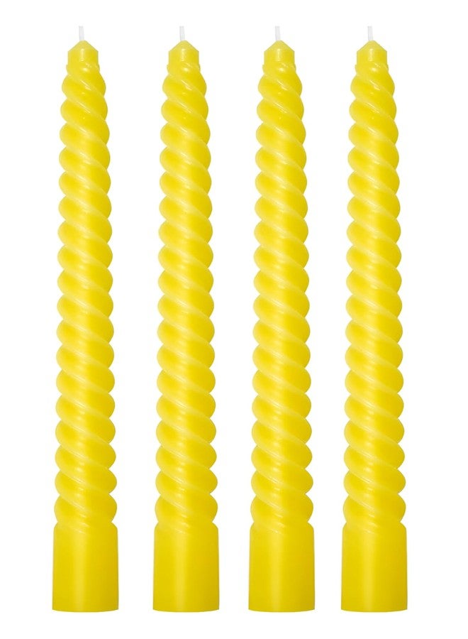 LUCES Paraffin Wax Yellow Spiral Candles Stick Taper Smokeless Dripless Scented Twisted for Party Home Dinner Table Decor Set of 4 Burn Time 8 Hour - Image 1