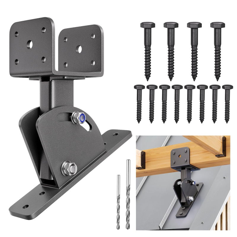 Antsky Pergola Brackets 4x4 (Actual Size:3.5"Ã—3.5") Adjustable Angles Saddle Roof Riser Brackets for Patio Cover 304 Stainless Steel Pergola Bracket Kit Patio Roof Riser Patio Kit, 3Pack - Image 1