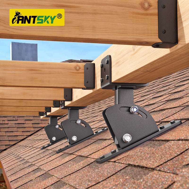Antsky Pergola Brackets 4x4 (Actual Size:3.5"Ã—3.5") Adjustable Angles Saddle Roof Riser Brackets for Patio Cover 304 Stainless Steel Pergola Bracket Kit Patio Roof Riser Patio Kit, 3Pack - Image 5