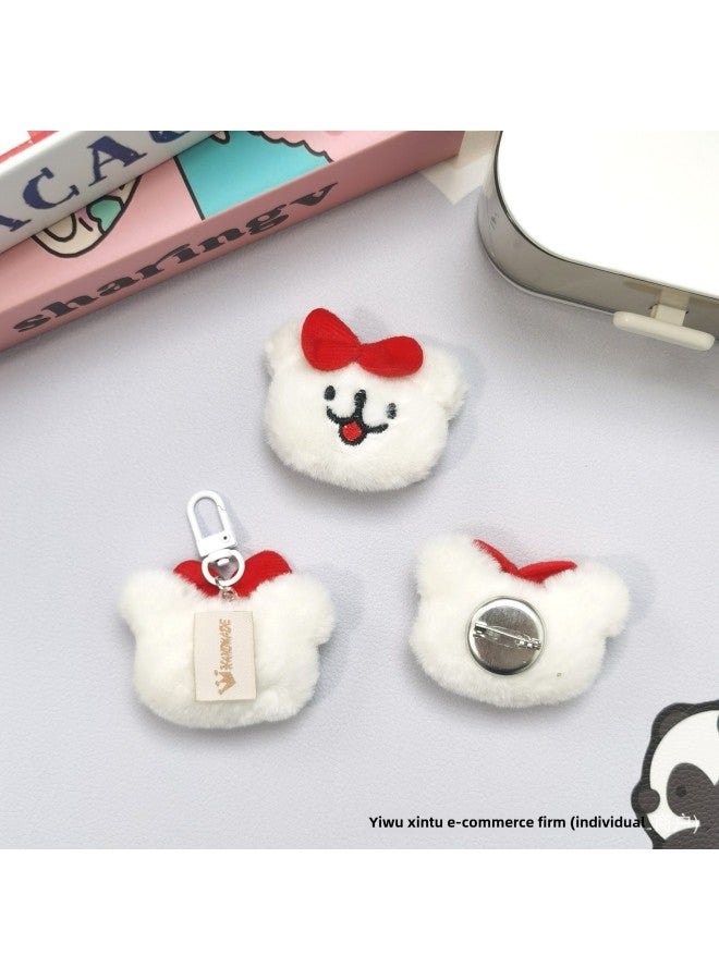 Loquat Cute Line Puppy Pendant Bow Tie Dog Bag Keychain Doll Machine Toy Puppy Hanging Wholesale-Specifications:Red Bow Full Body Puppy-Color:Bead Chain Style (silver Chain) - Image 5