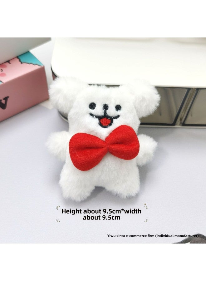 Loquat Cute Line Puppy Pendant Bow Tie Dog Bag Keychain Doll Machine Toy Puppy Hanging Wholesale-Specifications:Red Bow Full Body Puppy-Color:Bead Chain Style (silver Chain) - Image 1