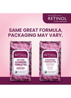 RETINOL Retinol Anti-Aging Cleansing Towelettes - All-in-One Cleanser, Toner & Makeup Remover in a Convenient Pre-Moistened Wipe - On-The-Go Exfoliating, Toning & Hydrating Leaves Skin Clean, Fresh & Refined  - Image 2