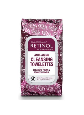 Retinol Anti-Aging Cleansing Towelettes - All-in-One Cleanser, Toner & Makeup Remover in a Convenient Pre-Moistened Wipe - On-The-Go Exfoliating, Toning & Hydrating Leaves Skin Clean, Fresh & Refined - pzsku/Z78D79D395789EFD83C07Z/45/1745405898/a7287362-7da8-410c-a6b2-4c3b7e4601fc