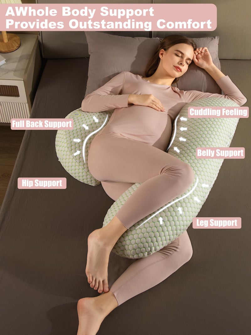 Anfrandce Pregnancy Pillow, Maternity Pillow for Pregnant Women, Full Body Pillow for Pregnant Women Sleeping, Support for Back, Belly, Legs, HIPS - Image 3