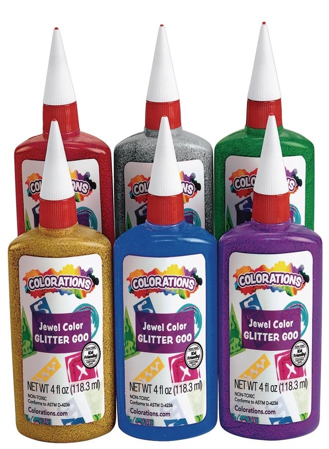 Colorations® Glitter Goo, 6 Colors, Each 4oz, Use with Crafts, Great for Home or School Use, Great for Arts & Crafts, Decorating, Slime, Holiday Party, Weddings, Safe & Non Toxic Glitter Gloo - Image 1