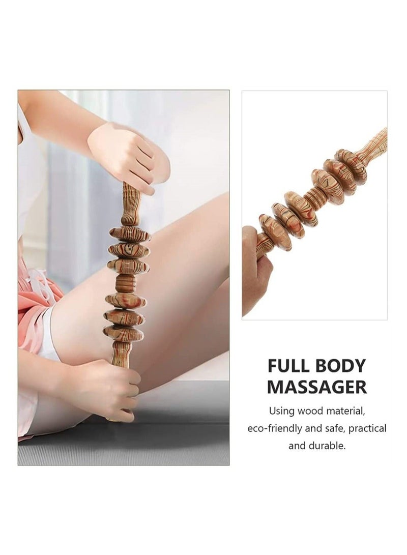 شو وو 2 Pcs Wooden Back Roller, Massager Handheld Roller Trigger Point Stick for Fascia, Cellulite, Muscle and Abdomen, Body Therapy Massager, Belly Relief Tool Khaki - Image 3