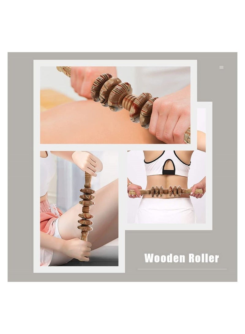 شو وو 2 Pcs Wooden Back Roller, Massager Handheld Roller Trigger Point Stick for Fascia, Cellulite, Muscle and Abdomen, Body Therapy Massager, Belly Relief Tool Khaki - Image 4