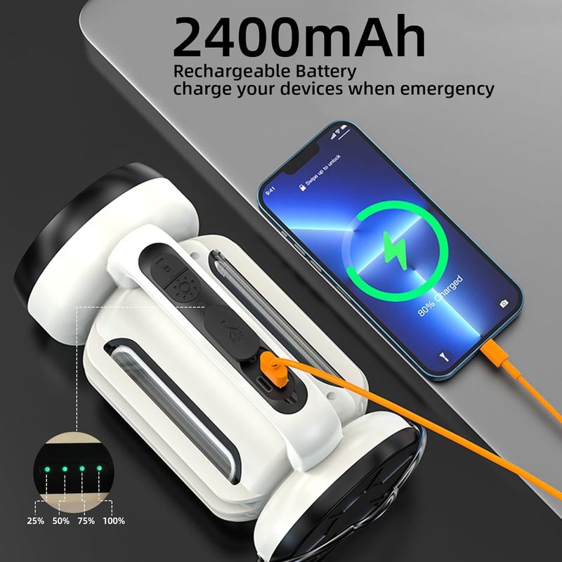 Brikipth Brikipth Flashlight Camping Lantern MultiFunctional Emergency Rechargeable Portable Waterproof Emergency Light Torch Flashlight Waterproof dimmable USB Rechargeable White Flash Light - Image 5