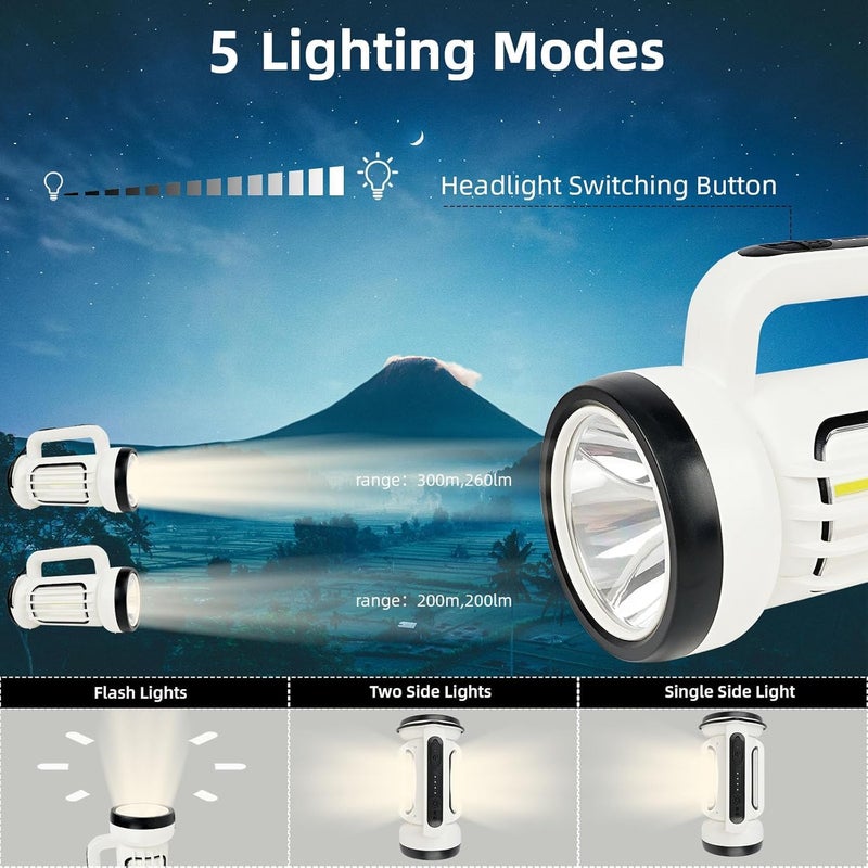 Brikipth Brikipth Flashlight Camping Lantern MultiFunctional Emergency Rechargeable Portable Waterproof Emergency Light Torch Flashlight Waterproof dimmable USB Rechargeable White Flash Light - Image 4