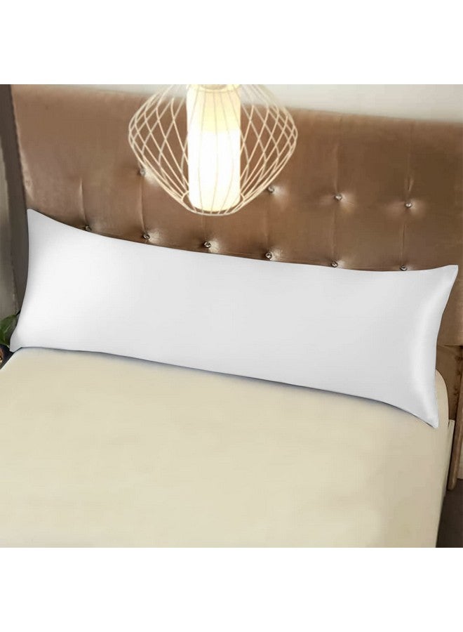 NTBAY NTBAY Zippered Satin Body Pillow Pillowcase, Silky Slip Cooling Body Pillow Cover, Long Side Hidden Zipper, 20x54 Inches, Pure White - Image 4