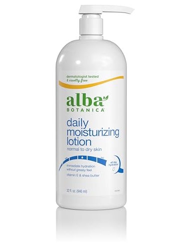 Alba Botanica - Alba Botanica Daily Moisturizing Body Lotion, Normal to Dry Skin, with Vitamin E and Shea Butter, 32 Oz (Packaging May Vary) - Image 1