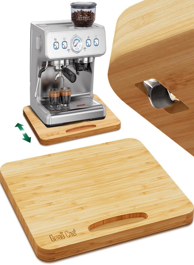 Mount Walker Bamboo Appliance Slider, Sliding Tray for Coffee Maker, Kitchen Countertop Appliance Rolling Tray, Coffee Pot Slider Tray with Rubber Wheels, Biggest (20"D x 16"W) - Image 1