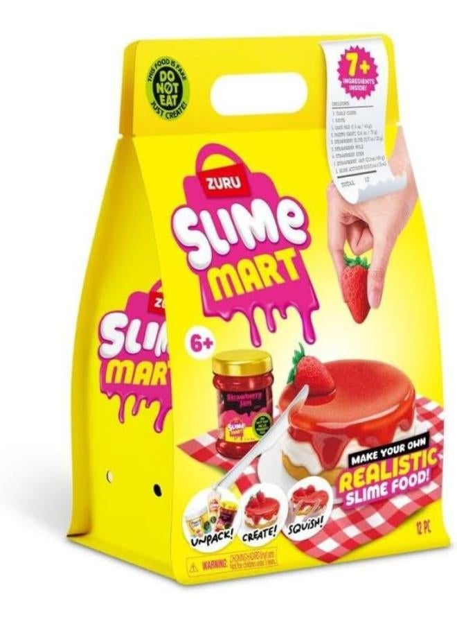 ZURU Slime Mart Strawberry Cheesecake Slime Making Kit, Make Your Own Realistic Food Slime, Ages 6+, with Mixing Tools and Recipe Card - Image 1
