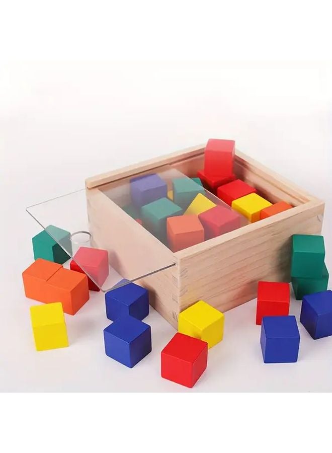 مكعبات خشبية ثلاثية الأبعاد، مجموعة ألعاب حسية لتدريب التفكير المنطقي المكاني، 50 قطعة - Image 1